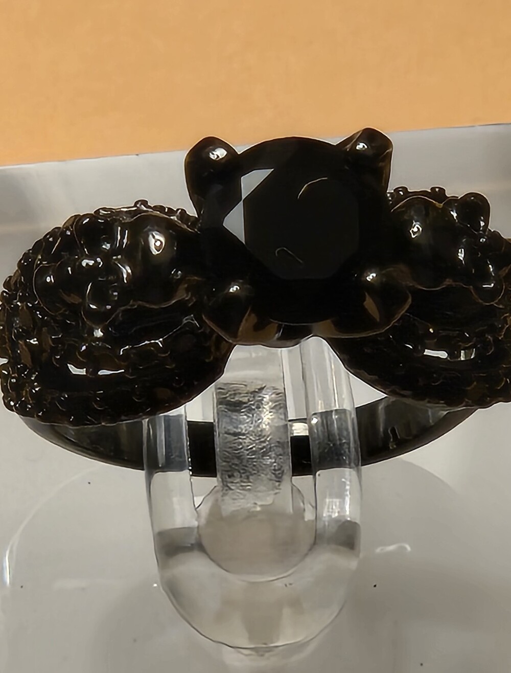 Unisex Punk/Goth Gunmetal Black Cubic Zirconia Skull Design Ring size 7 - Picture 8 of 10